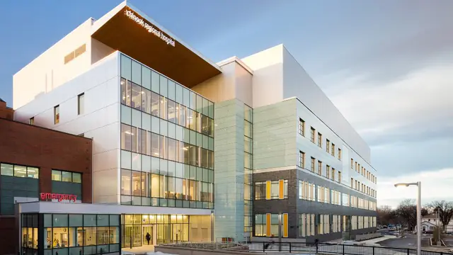 The emergency entrance of Chinook Regional Hospital in Lethbridge, Alberta